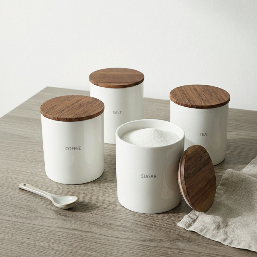 美濃焼 | 木蓋キャニスター 320ml 調味料入れに便利な保存容器　[岐阜]