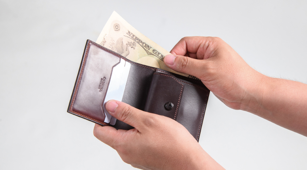国産コードバン,二つ折り財布,日本製